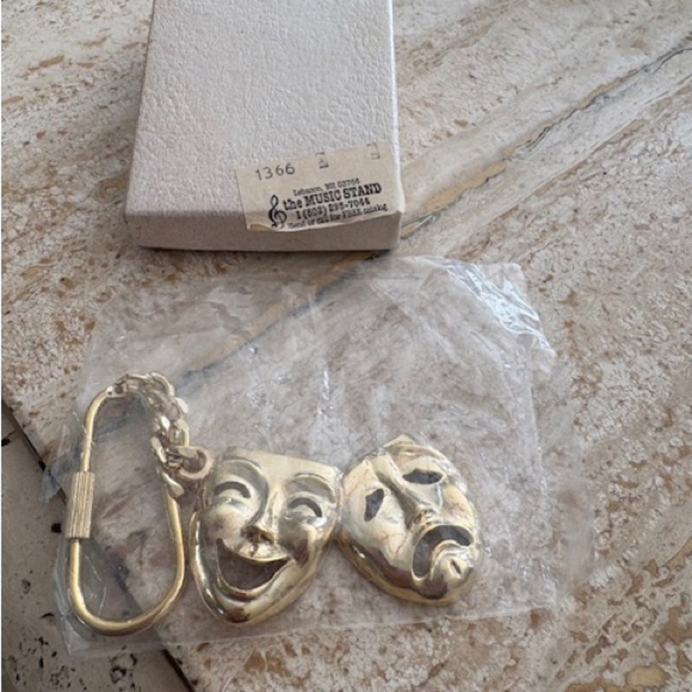 Albert Elovits vintage 60s Gold Theater Mask Keychain